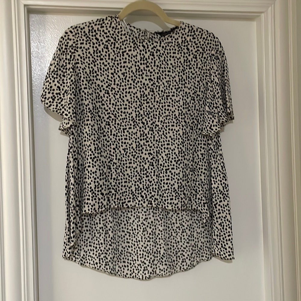 Zara Flutter Sleeve Spotted Blouse